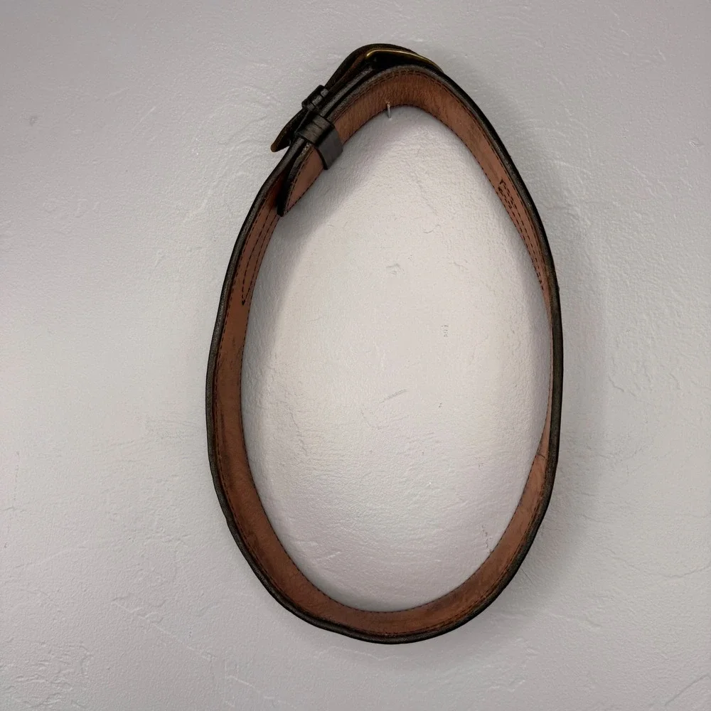 VTG Don‎ Hume Leather Border Patrol Belt Mens 32 Black Brass Buckle B106 Police